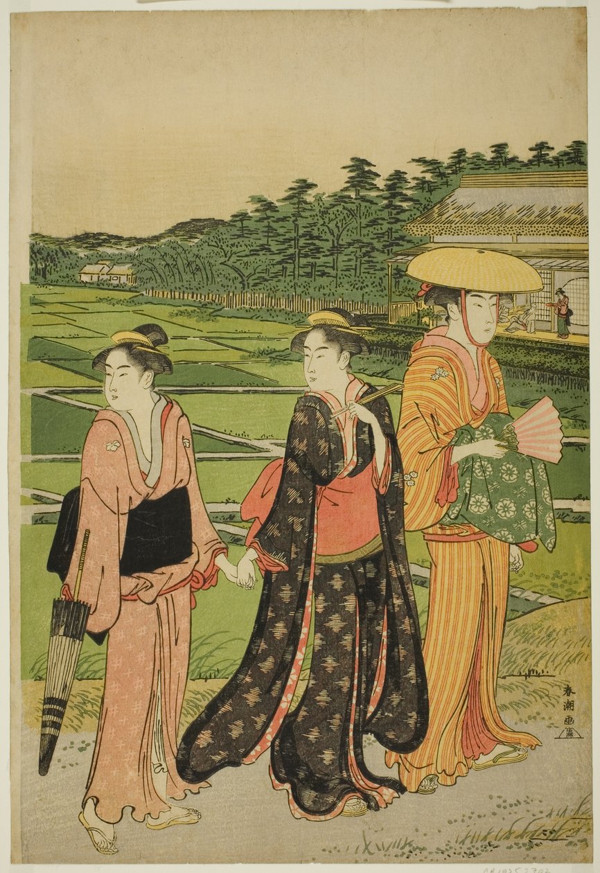 Trois femmes près des rizières - Katsukawa Shuncho