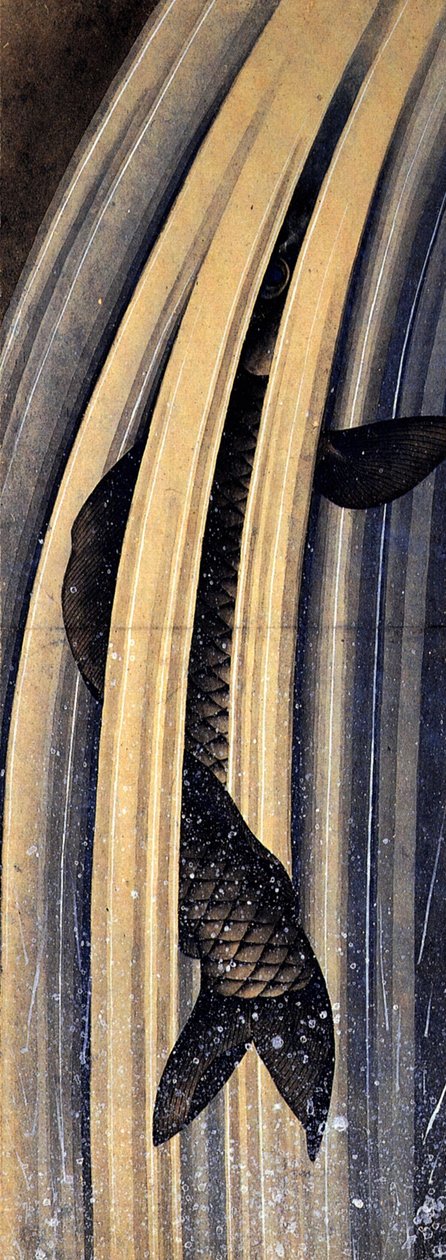Carpe sautant dans une cascade - Katsushika Hokusai