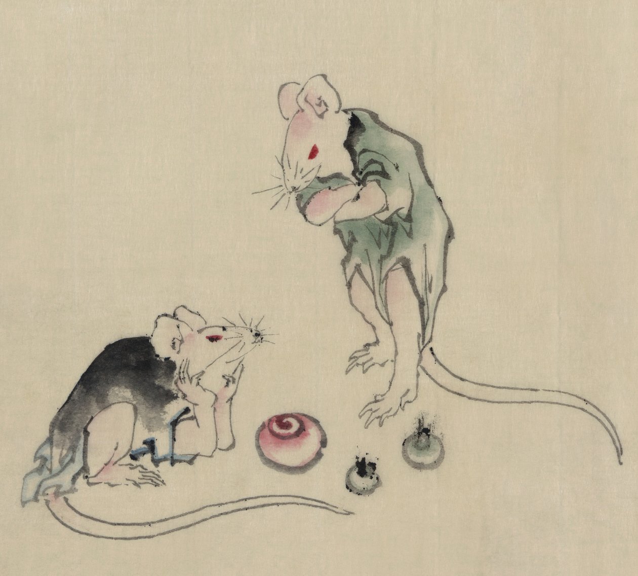 Deux souris - Katsushika Hokusai
