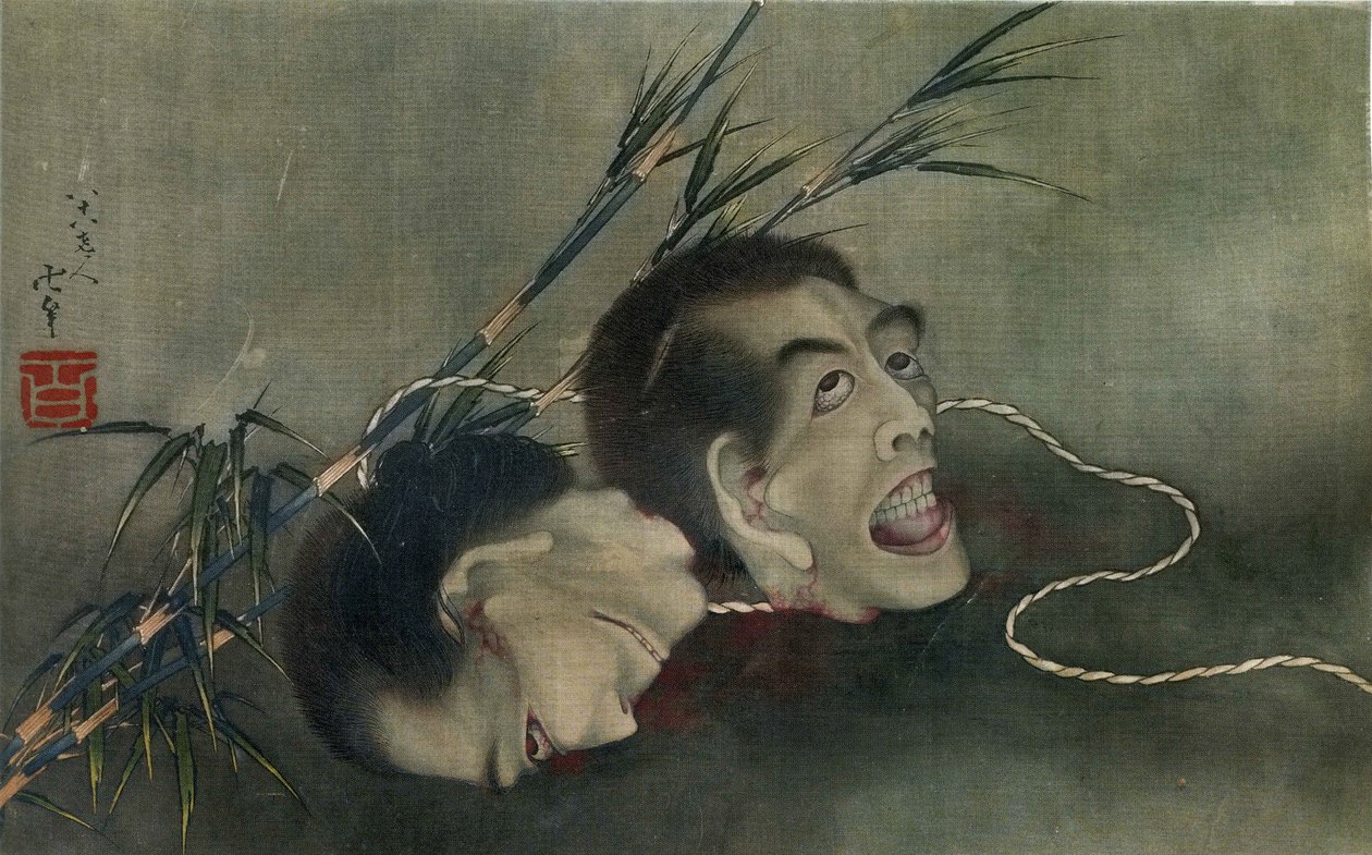 Deux têtes dans les roseaux - Katsushika Hokusai