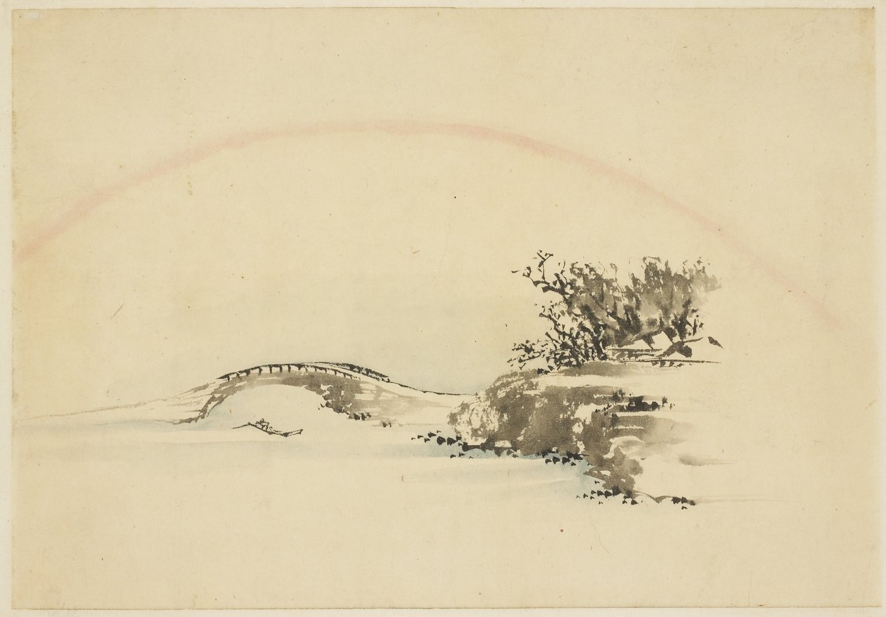 Paysage avec arc-en-ciel - Katsushika (school of) Hokusai