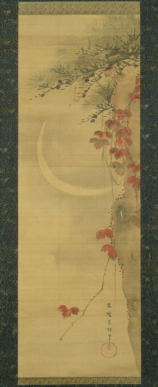 Lune, pin et érable - Katsushika Hokusai