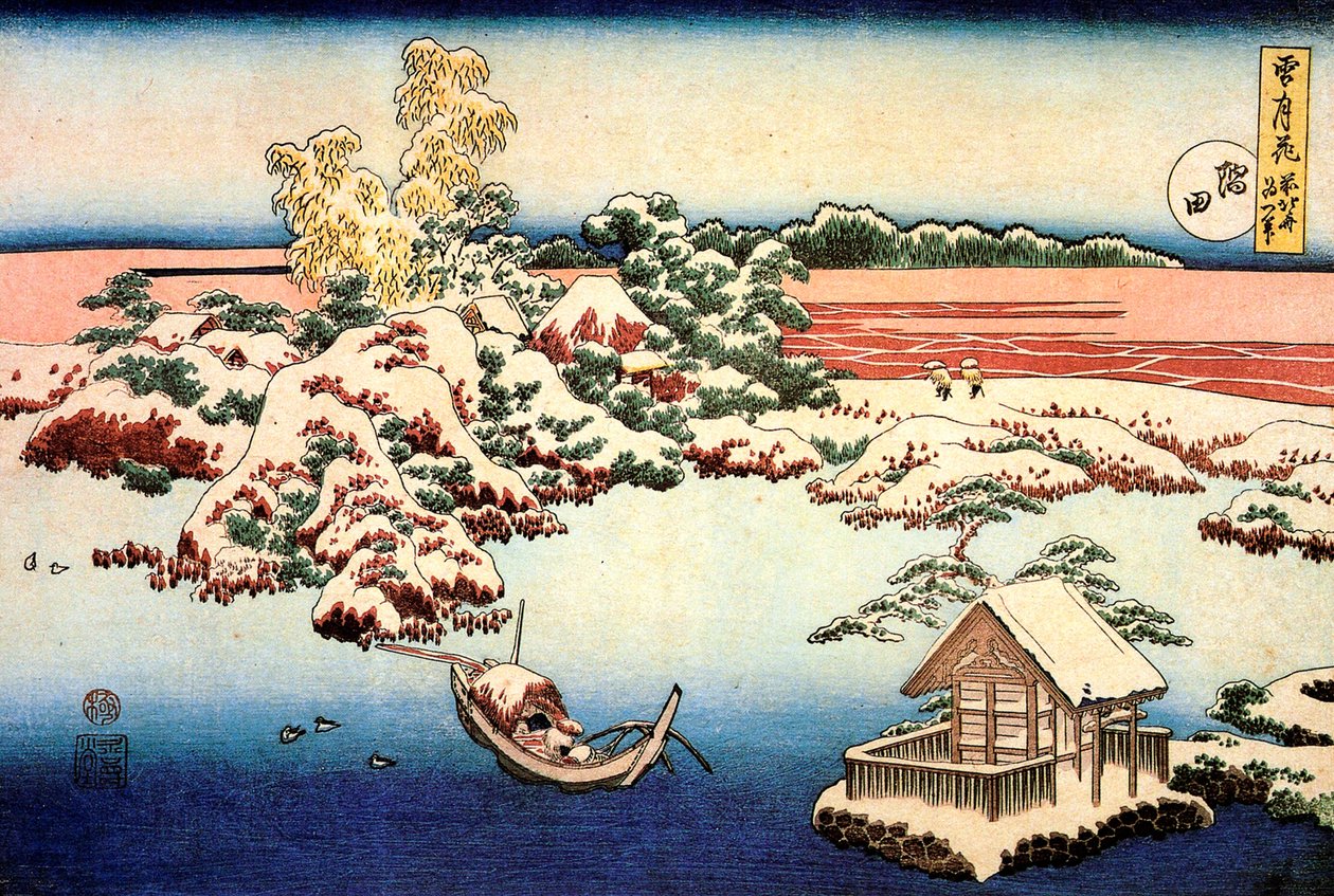 Paysage enneigé près de la rivière Sumida, vers 1832 - Katsushika Hokusai
