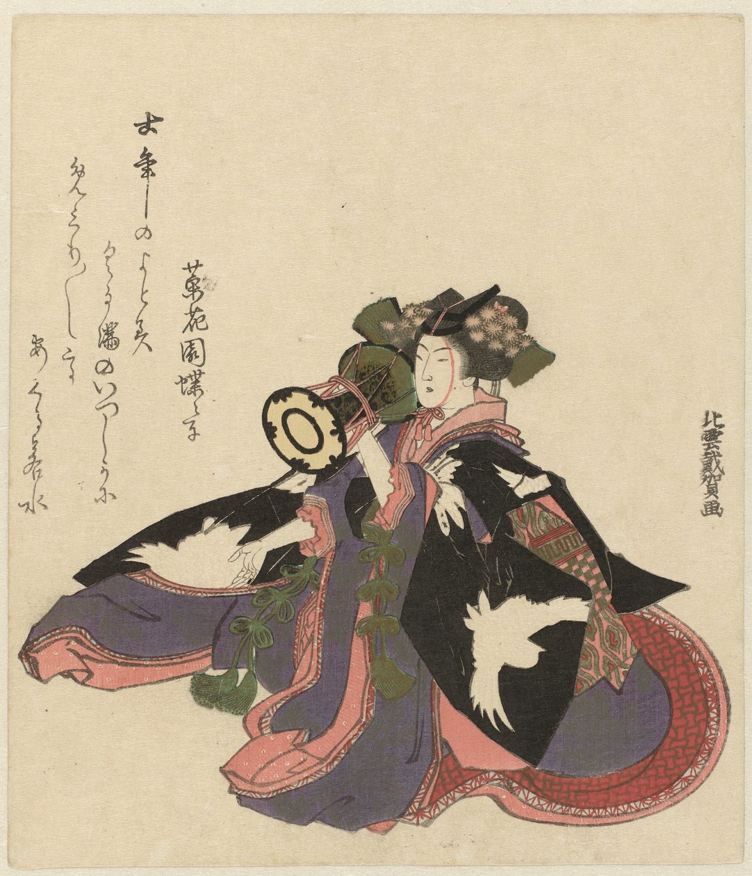 Femme avec tambour - Katsushika Hokuun