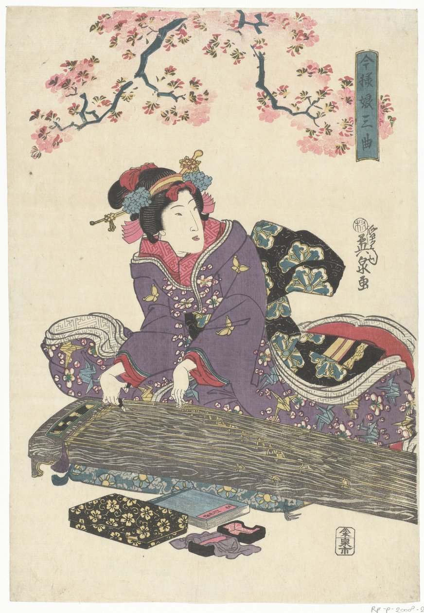 Bijin avec koto - Keisai Eisen