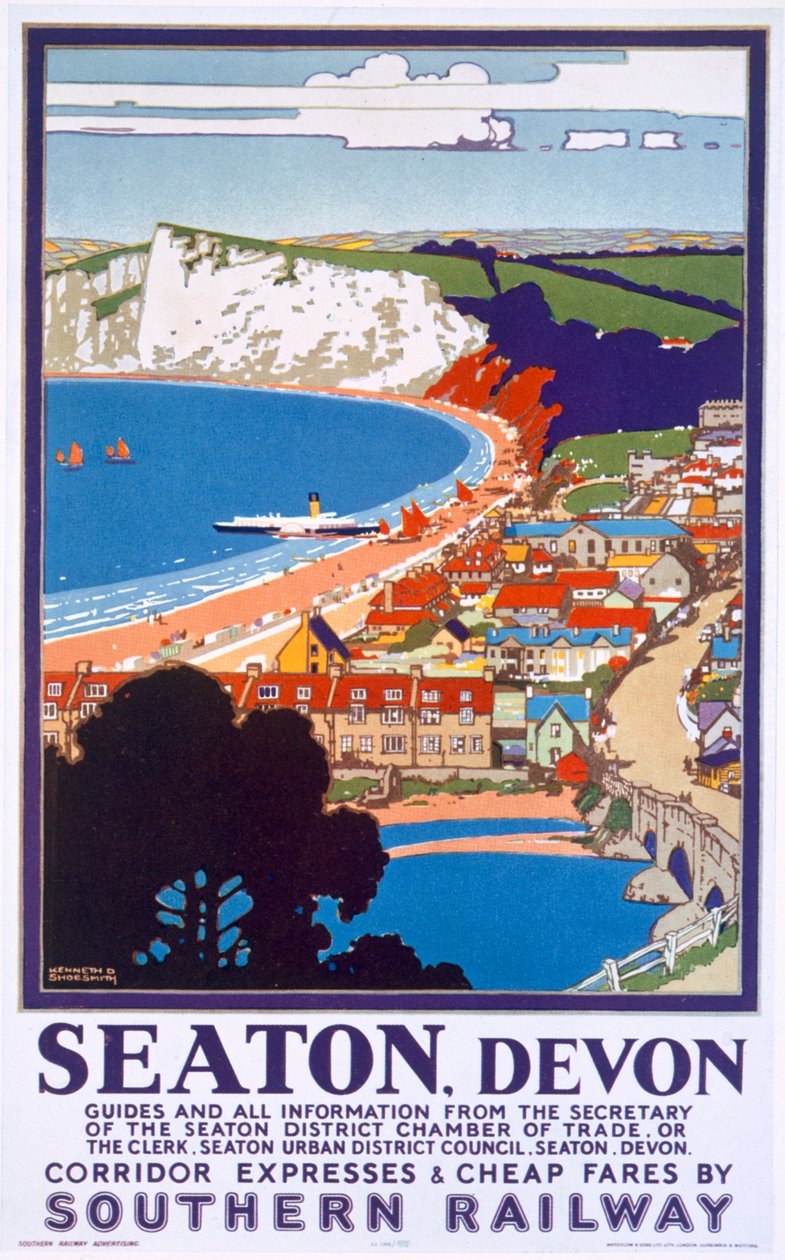 Seaton, Devon, affiche publicitaire pour Southern Railway - Kenneth Shoesmith