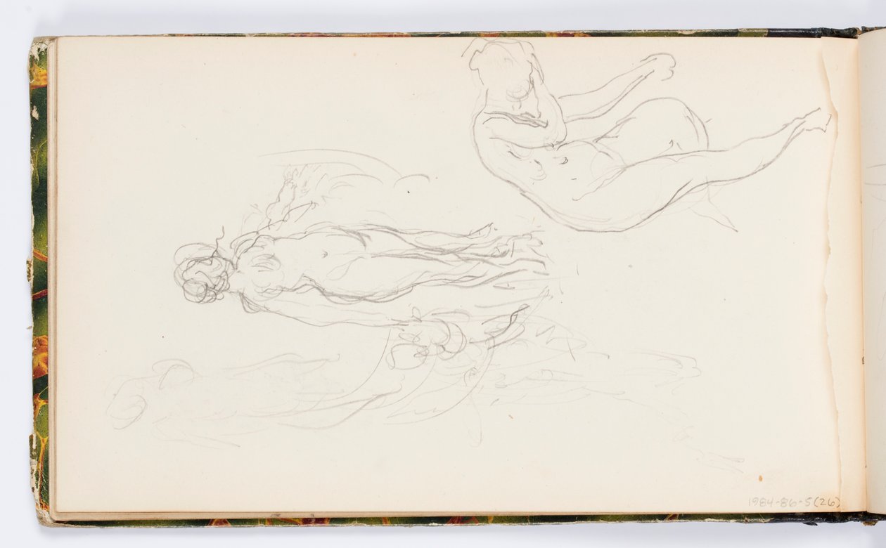 Page de carnet de croquis : Deux figures féminines nues - Kenyon Cox