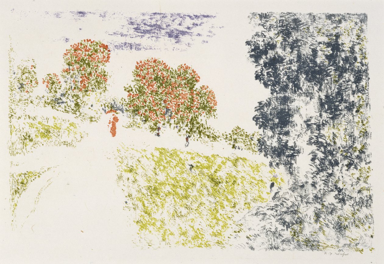 Femme en rouge dans un paysage - Ker Xavier Roussel