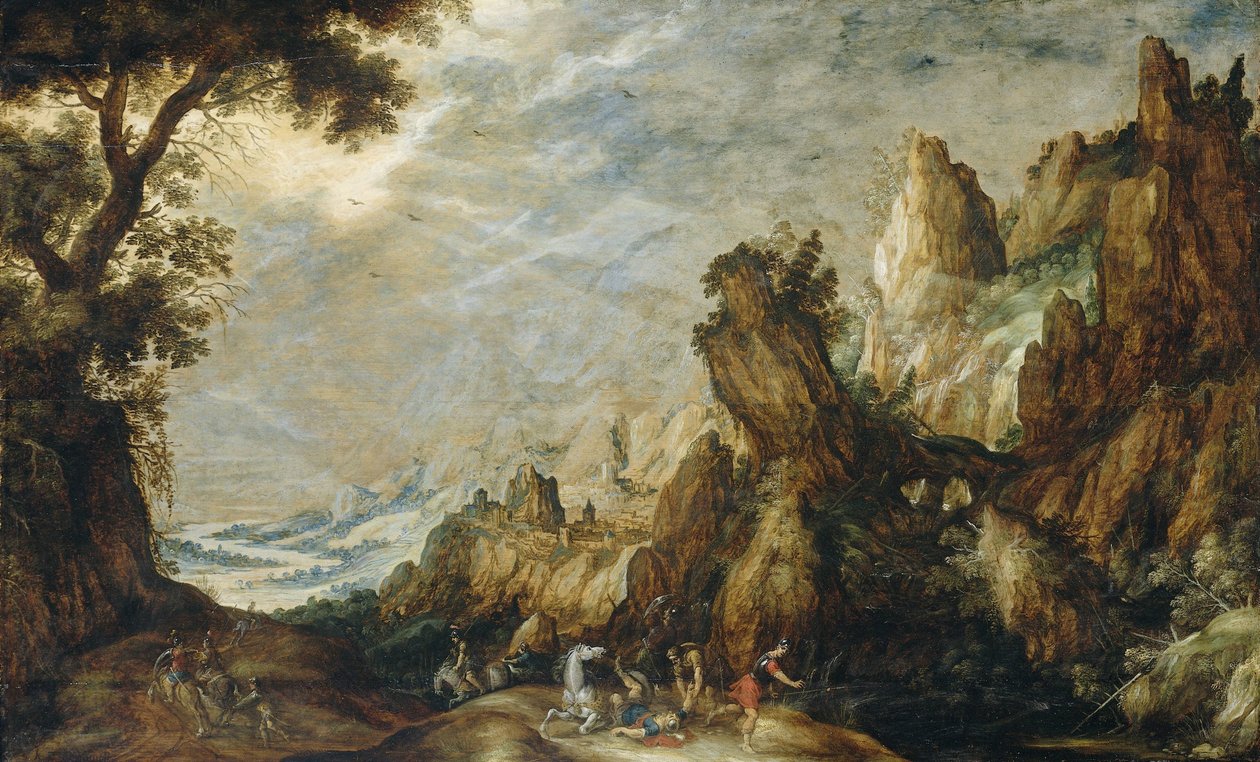 Paysage avec la conversion de Saint Paul - Kerstiaen de Keuninck