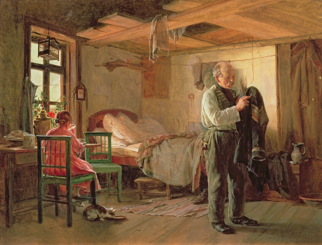 Matin dans une loge de portier, 1874 - Kirill Vikentevich Lemokh