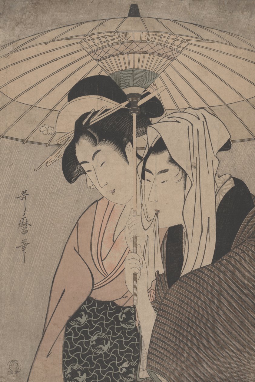 Homme et femme sous un parapluie, 1797 - Kitagawa Utamaro