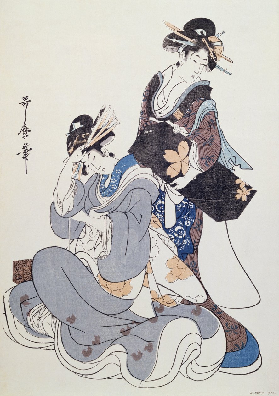 Deux figures féminines (impression sur bois en couleur, 10e bloc) - Kitagawa Utamaro