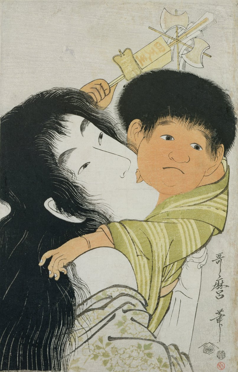 Yama-Uba et Kintoki (estampe sur bois) - Kitagawa Utamaro