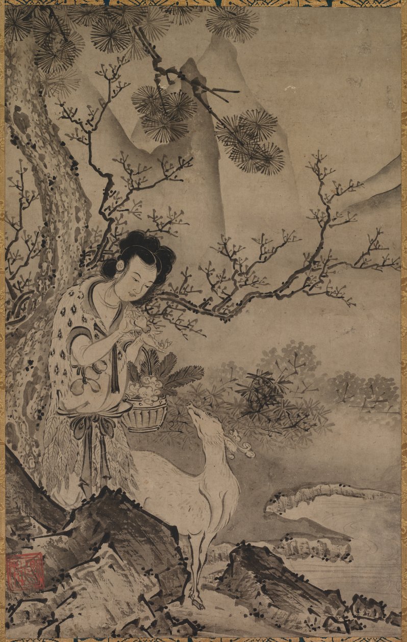 Figure taoïste féminine dans un paysage - Koboku
