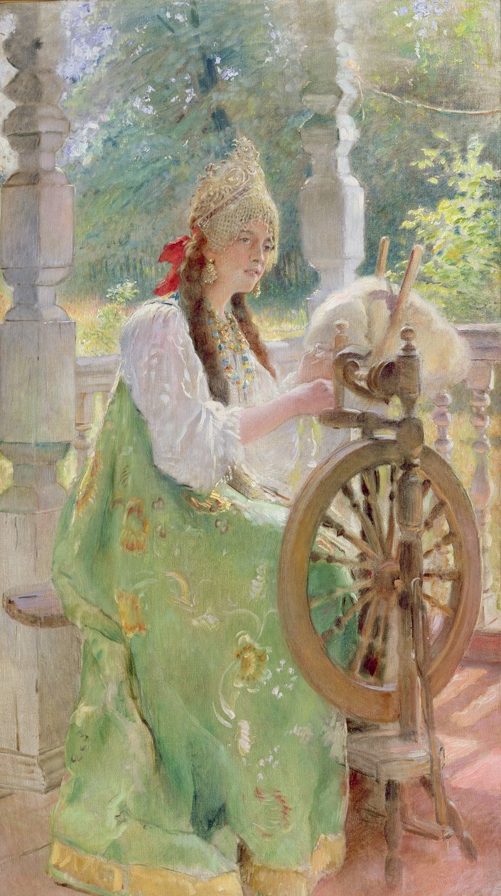 À la roue à filer - Konstantin Egorovich Makovsky