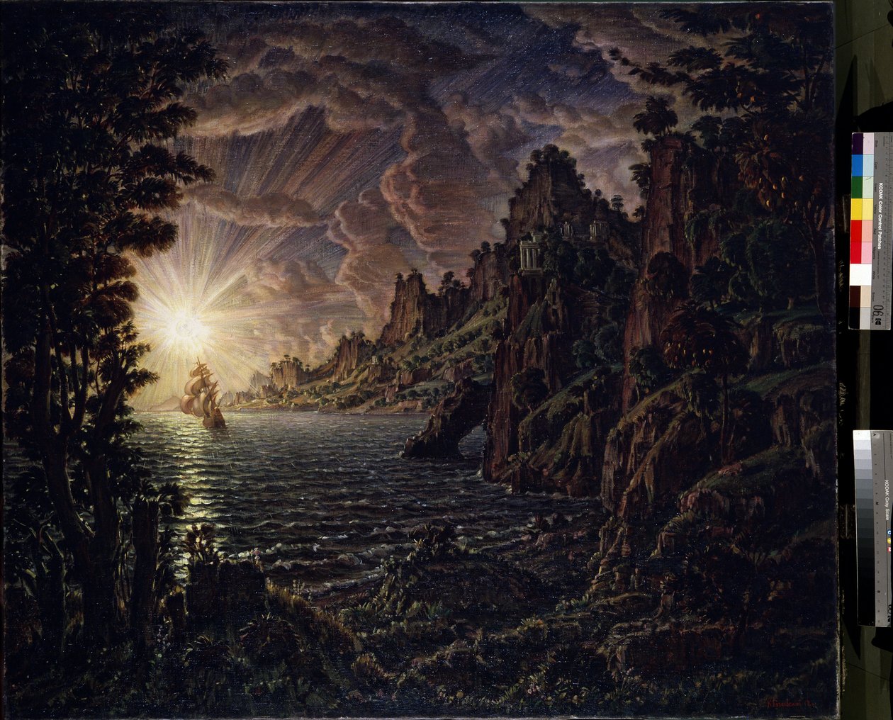 Les navires, le soleil du soir - Konstantin Bogayevsky