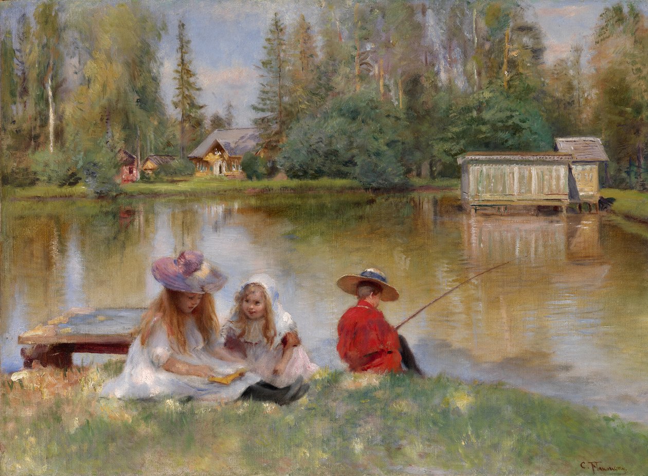 Enfants au bord du lac - Konstantin Egorovich Makovsky