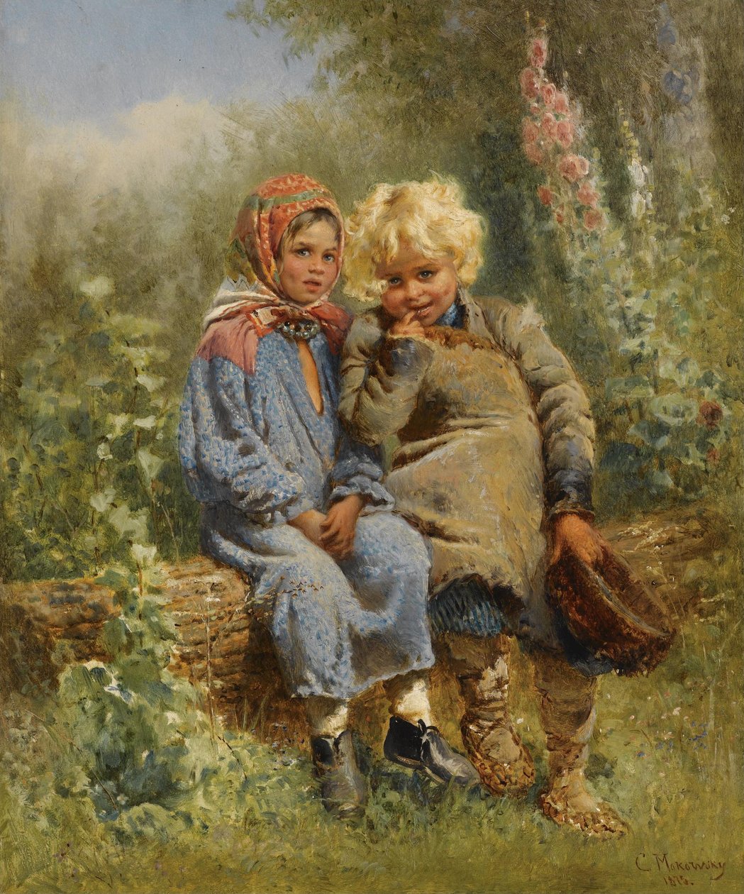 Russe : "Enfants paysans au repos" Enfants paysans au repos - Konstantin Makovsky