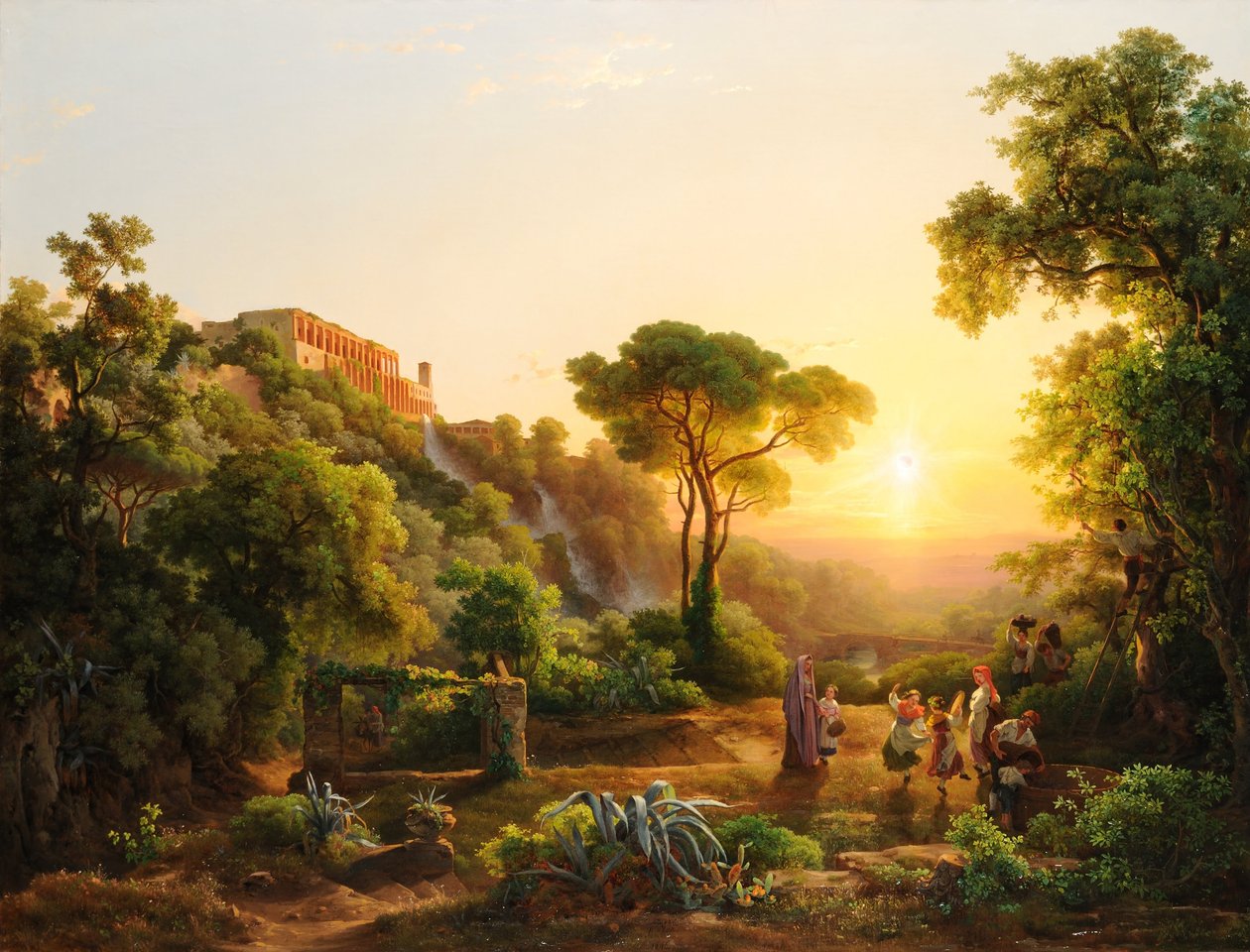 Paysage à Tivoli, avec une scène de vendange - Károly Markó