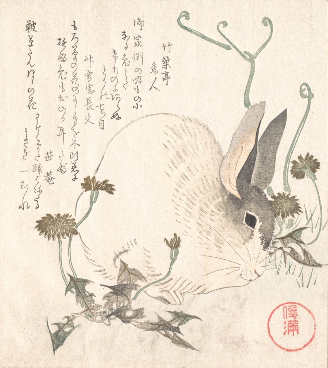 Lièvre et pissenlit, probablement 1820 - Kubo Shunman