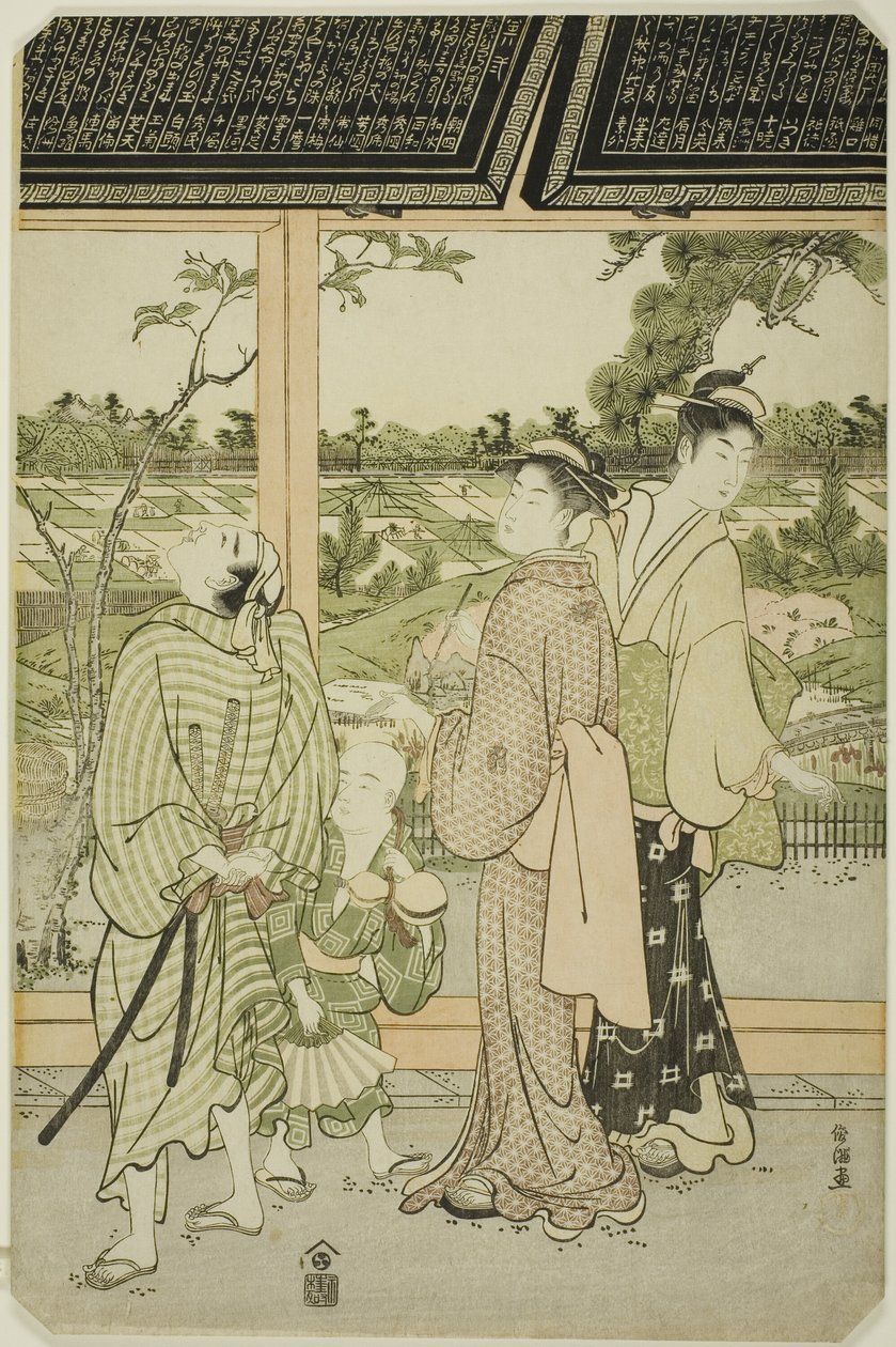 Observation des plaques votives à Mukojima - Kubo Shunman