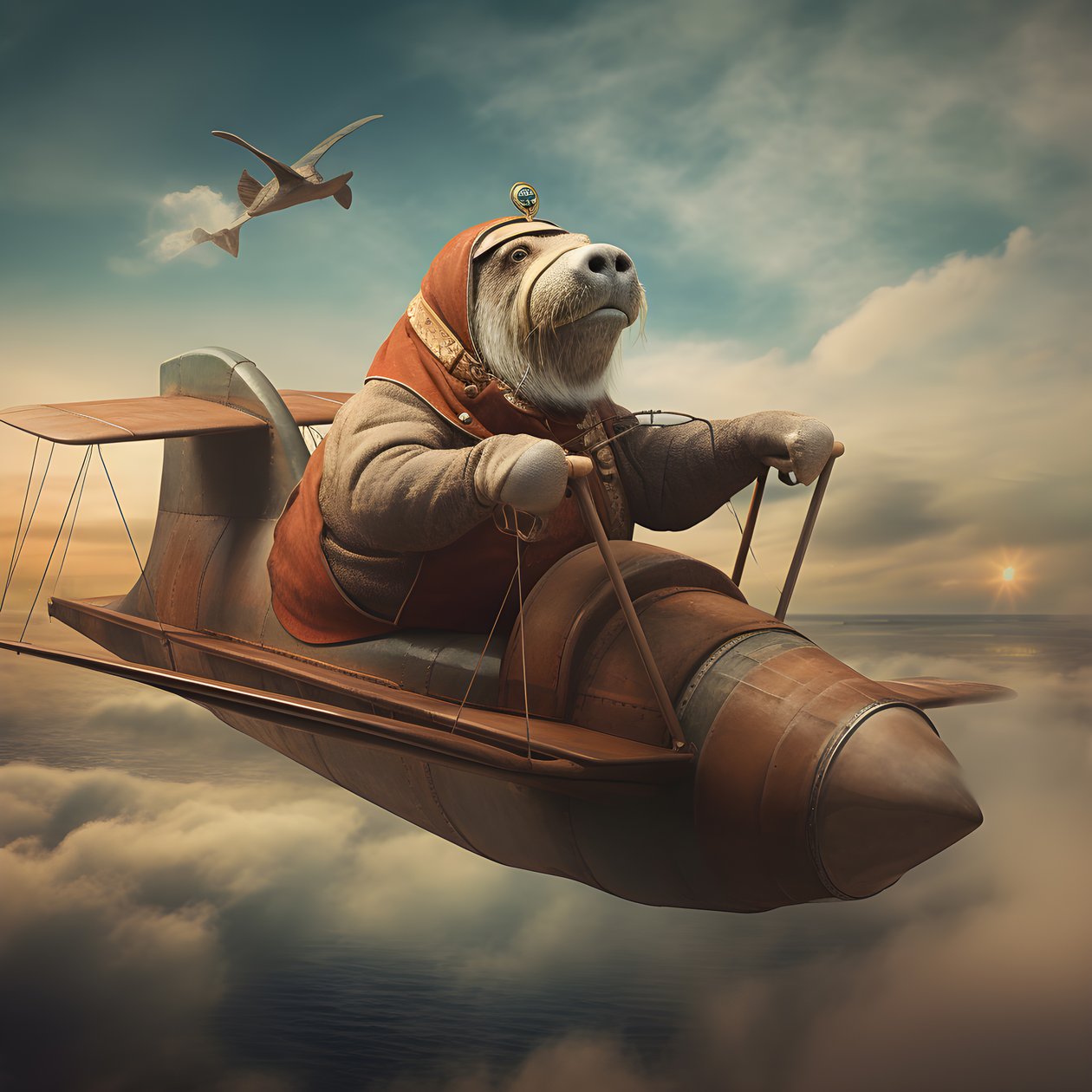 Un morse pilote un avion 1 - Kurt Heppke