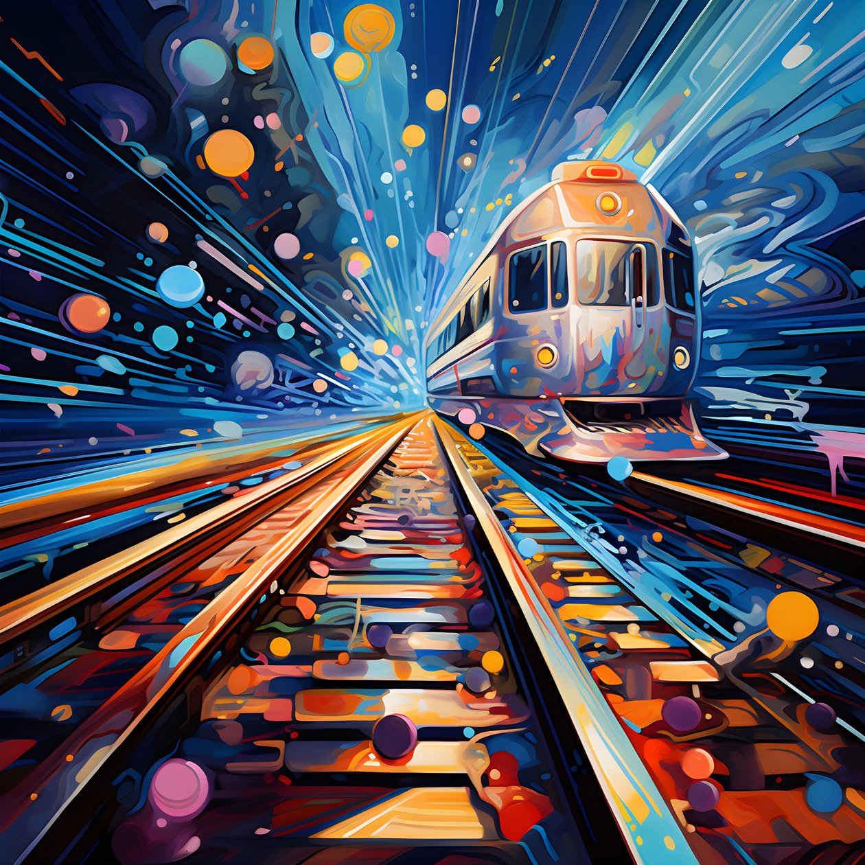une peinture abstraite pleine de fantaisie, photographie de rails 3 - Kurt Heppke