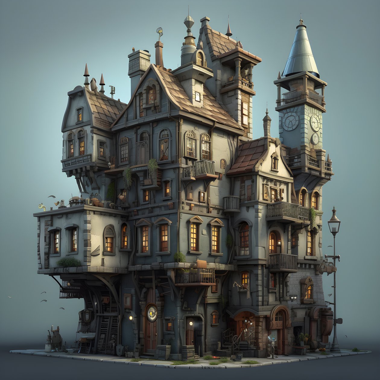 Un pâté de maisons avec un bâtiment et un escalier en pierre 3 - Kurt Heppke