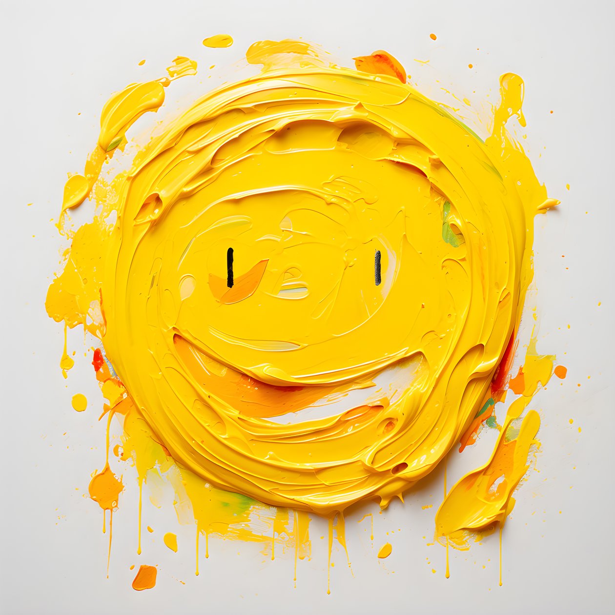 visage souriant jaune peint en impasto 2 - Kurt Heppke