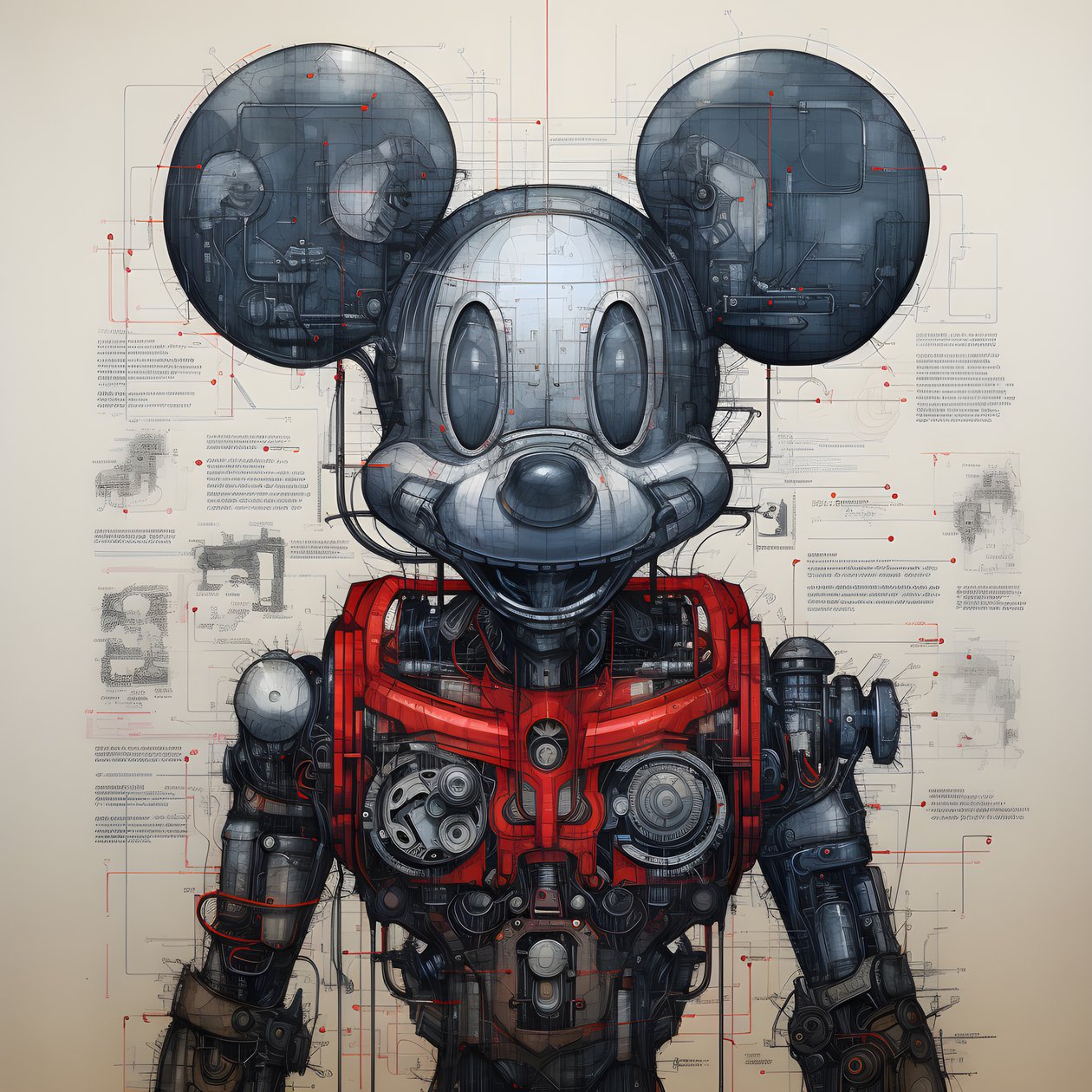 Dessins techniques de Cyberpunk Mickey Mouse 1 - Kurt Heppke