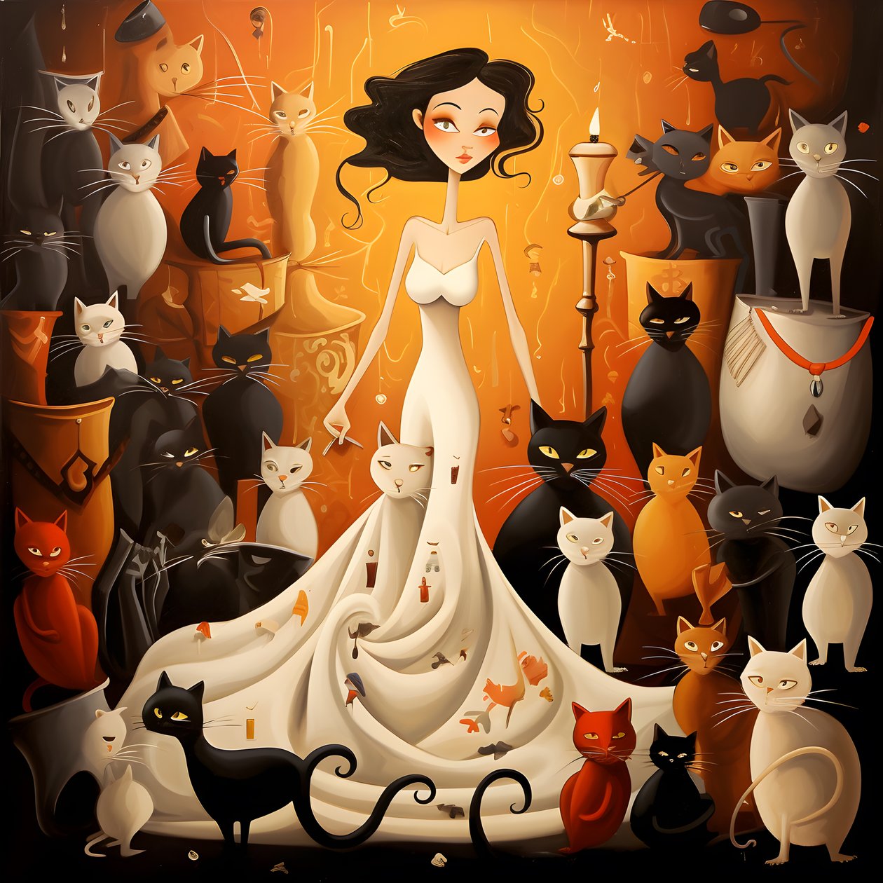 Femme chat folle en robe 4 - Kurt Heppke