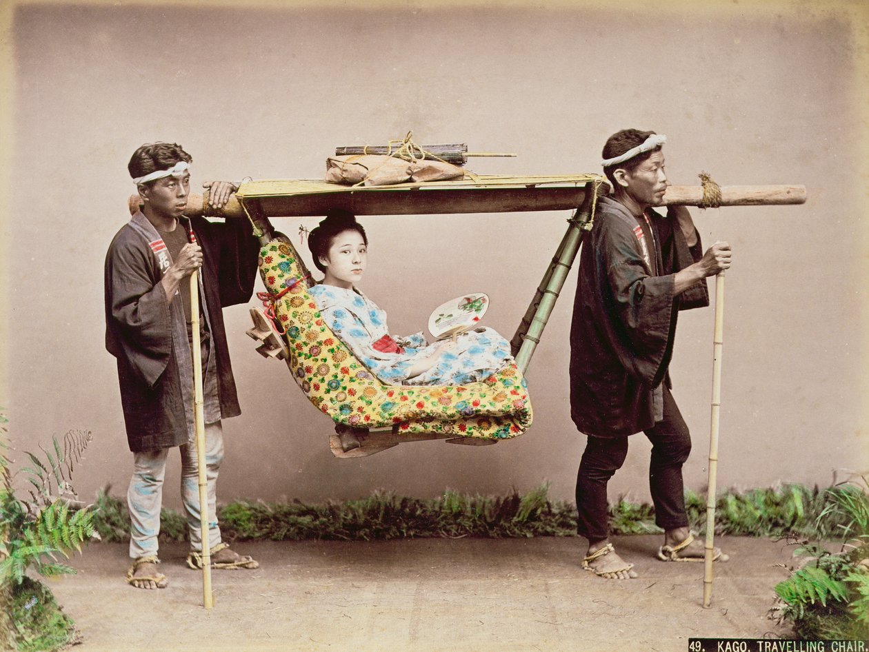 Geisha japonaise portée dans une litière - Kusakabe Kimbei