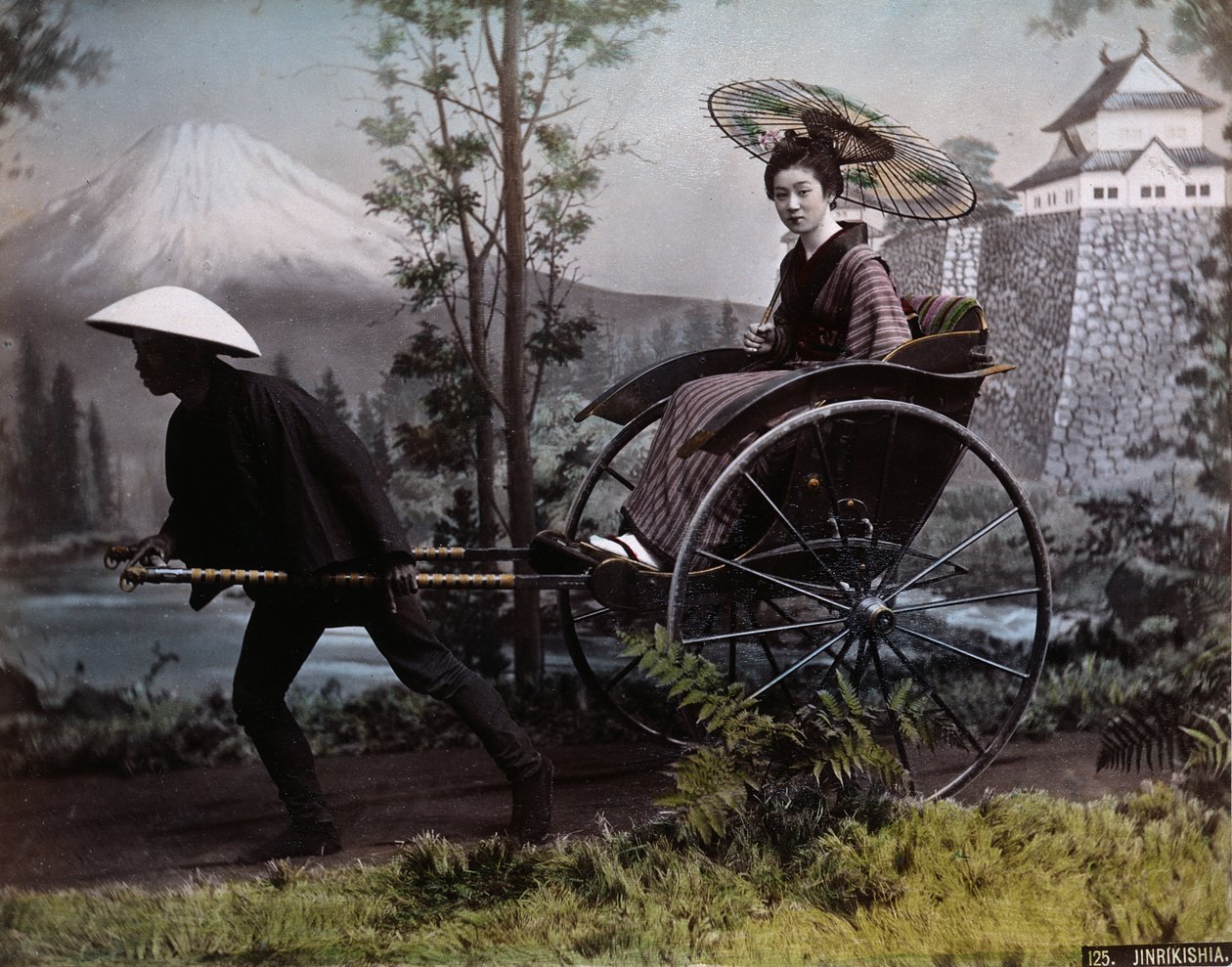 Jeune femme japonaise dans un pousse-pousse, vers 1890 - Kusakabe Kimbei
