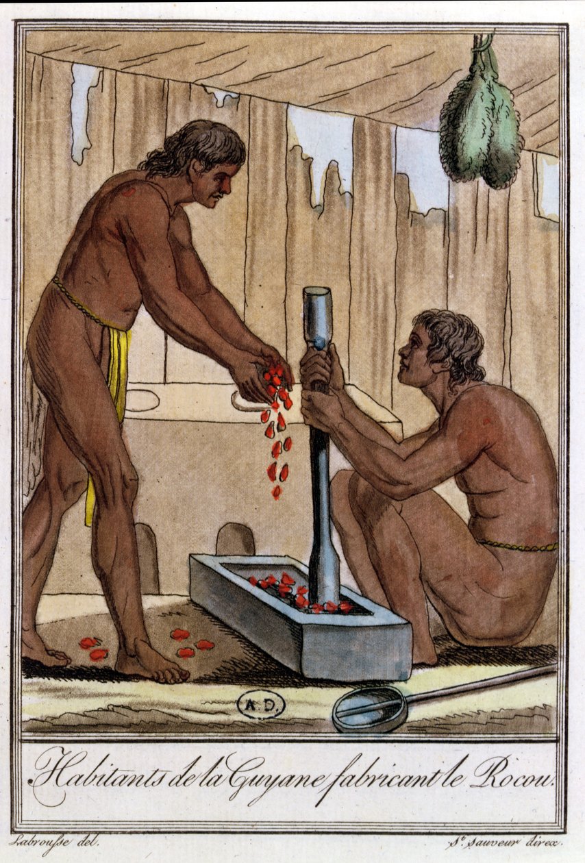 Habitants de la Guyane française préparant l
