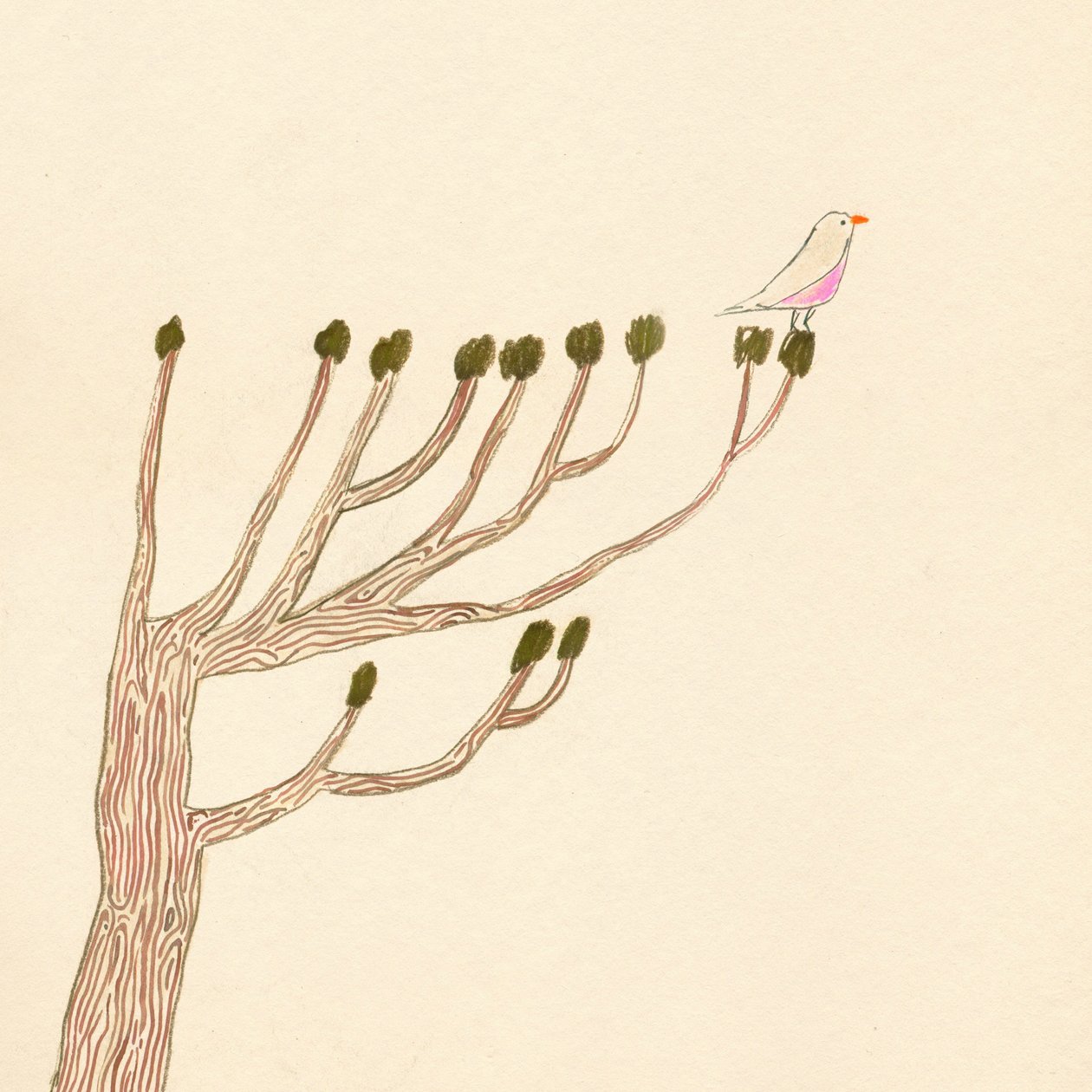 Oiseau sur un arbre, 2023 (dessin) - Léa Le Pivert
