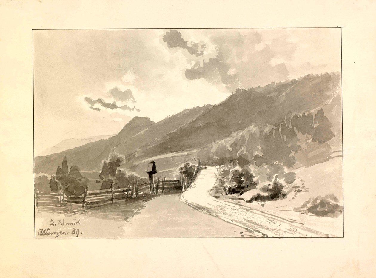 Paysage avec un signe sur la route près de Podkoren - Ladislav Benesch