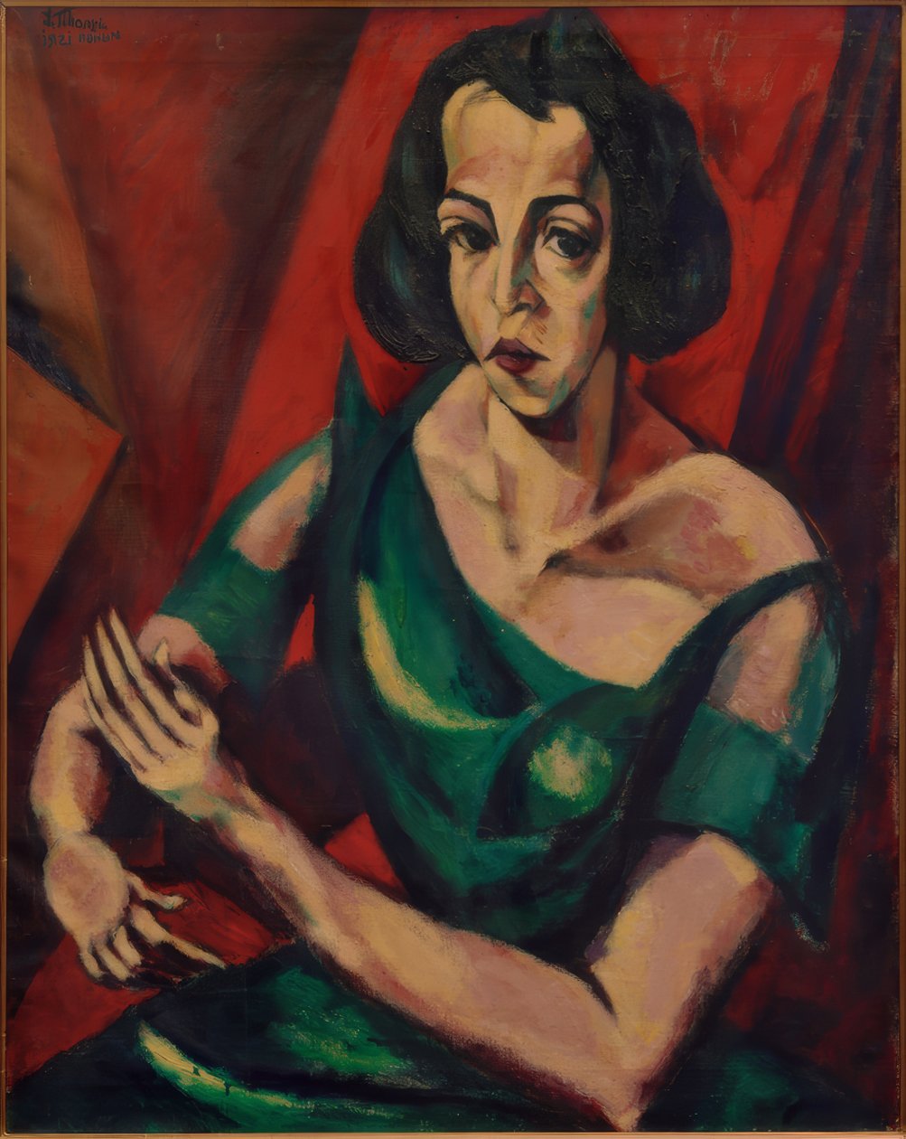 Portrait de femme (Femme en robe verte) - Lajos Tihanyi
