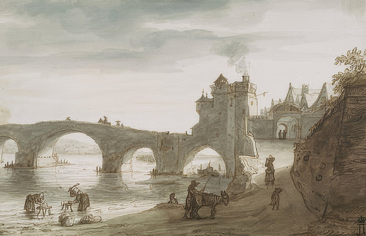 Pont sur la Loire à Amboise. Années 1640 - Lambert Doomer