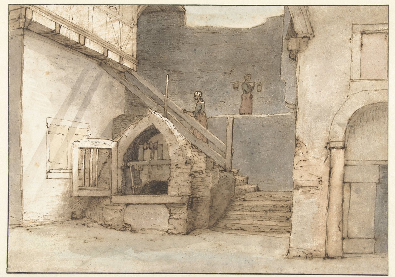 Puits près des remparts de Bacharach - Lambert Doomer