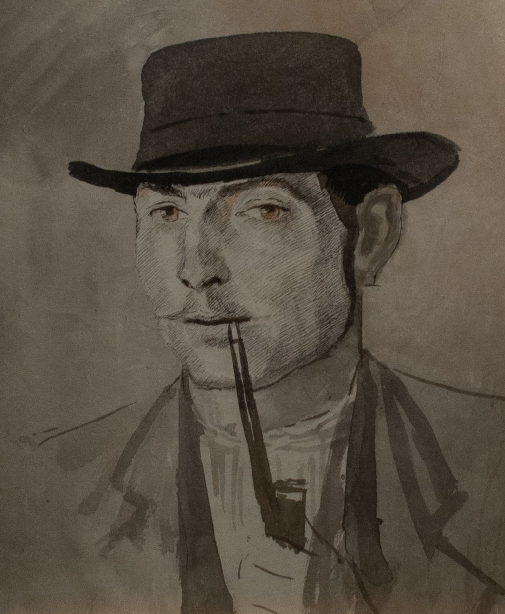 Homme fumant une pipe - Laszlo Mednyanszky