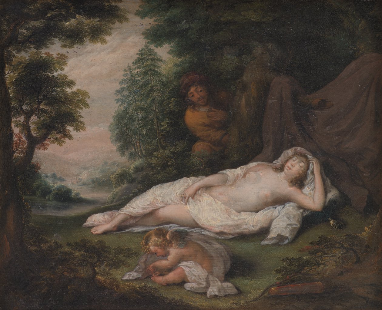 Nymphe endormie observée par un homme - Laurentius de Neter