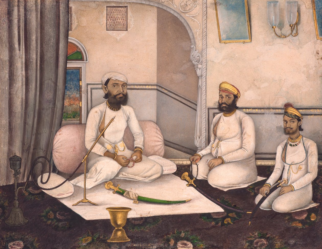 Thakur Sahab Samadr Karanji avec Kabraji Mukandra Karanji Sahab et Bhao Raj Cha, c.1875 - Laxmi Narayan