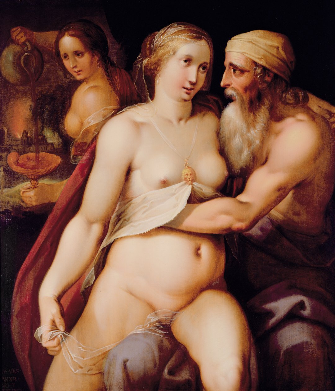 Loth et ses filles - Lazarus van der Borcht