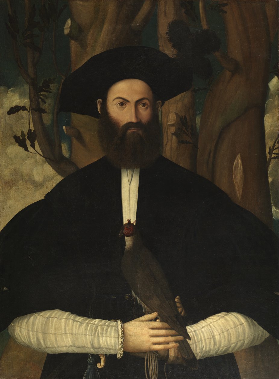 Homme barbu avec un faucon - Lazzaro Bastiani