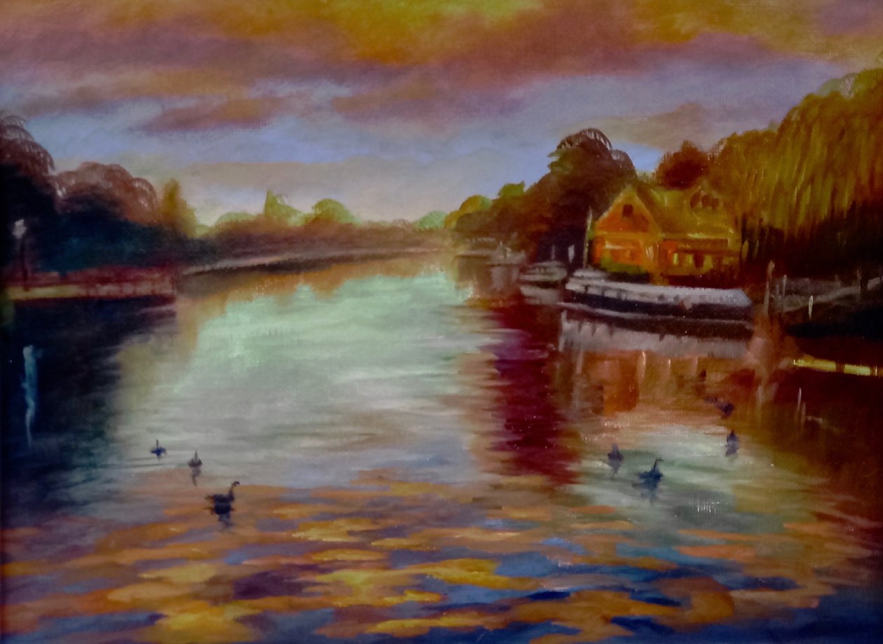 Coucher de soleil à Twickenham, 2024 (huile sur toile) - Lee Campbell