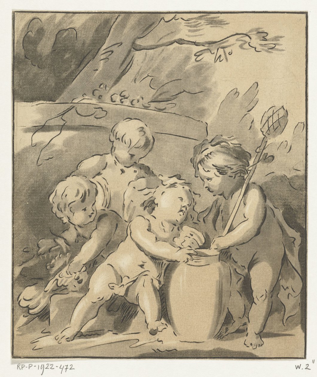 Quatre putti avec vase - Leendert Brasser