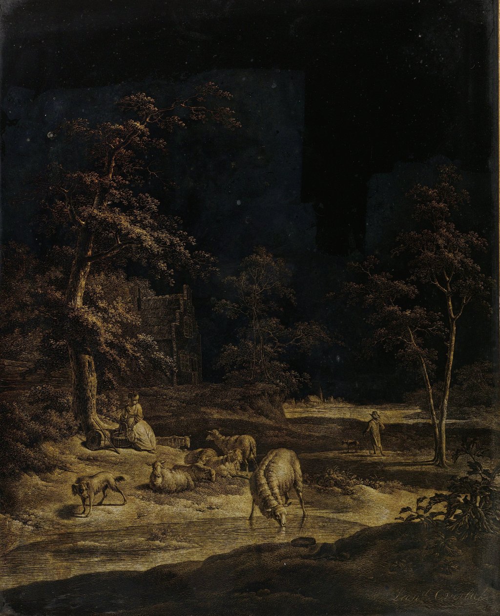 Bergère avec moutons - Leendert Overbeek