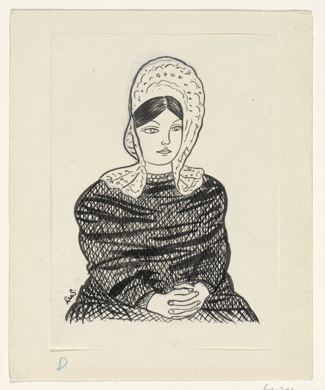 Femme en costume traditionnel - Leo Gestel (signed by artist)