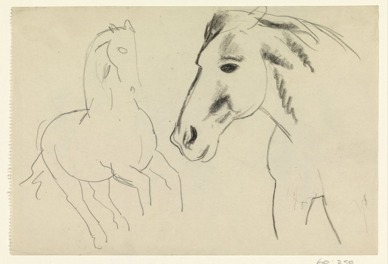 Cheval galopant et tête de cheval - Leo Gestel