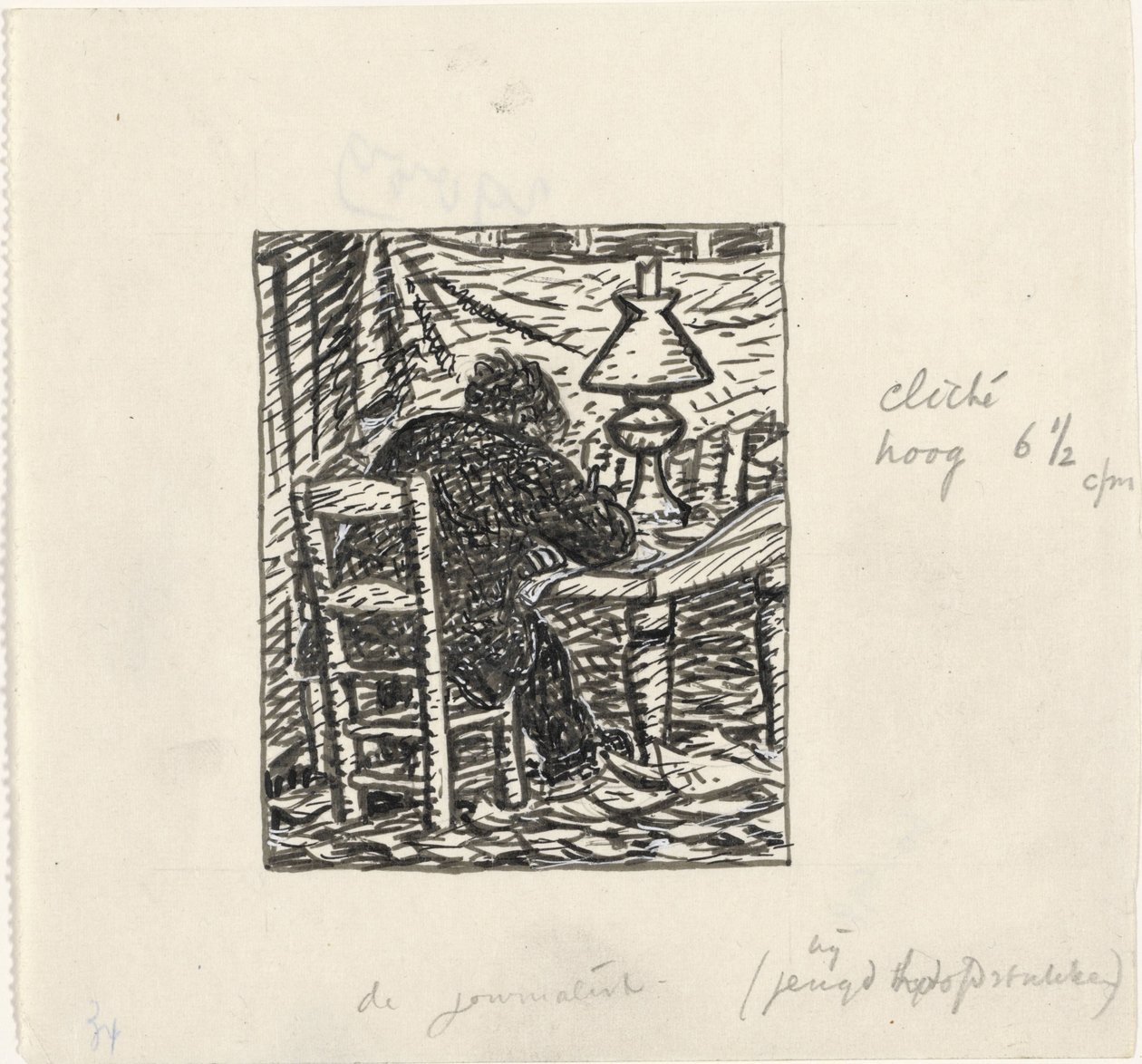 Homme écrivant à une table - Leo Gestel